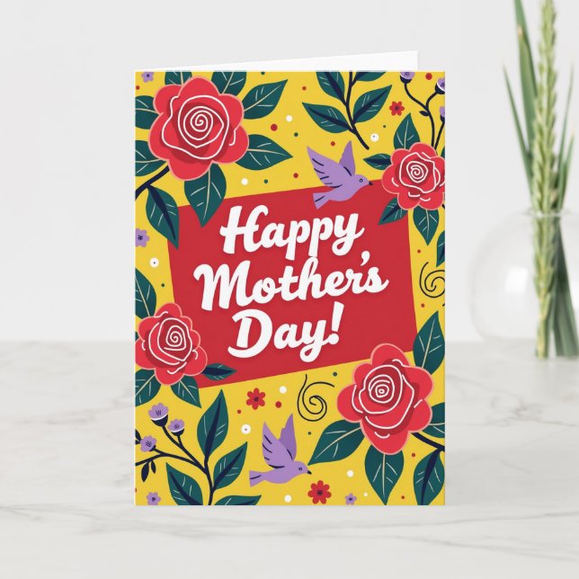 Bird And Flower Mothers Day Card (Front)