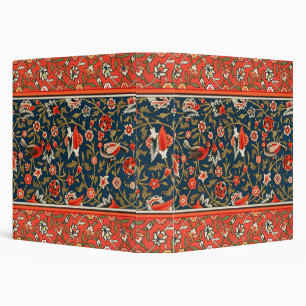 Bird and Flower Persian Blue Red Pattern 3 Ring Binder