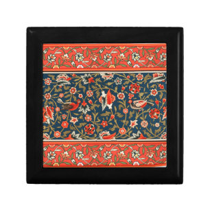Bird and Flower Persian Blue Red Pattern Gift Box