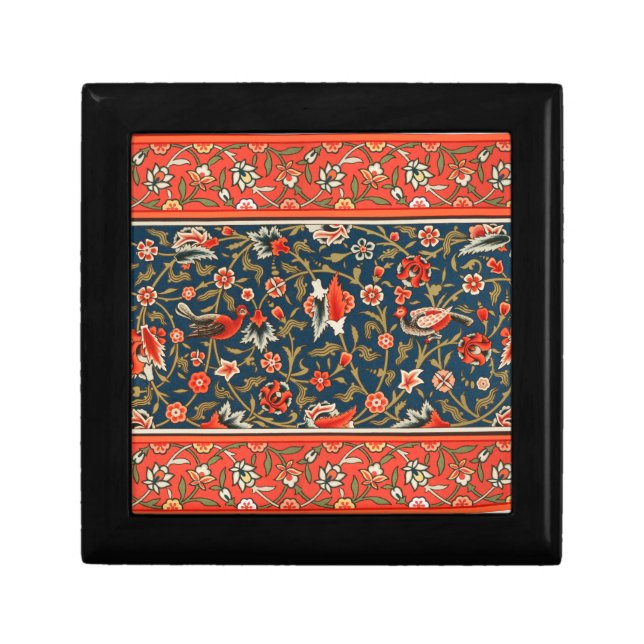 Bird and Flower Persian Blue Red Pattern Gift Box (Front)