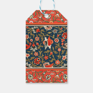 Bird and Flower Persian Blue Red Pattern Gift Tags