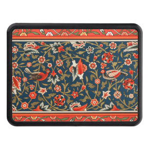 Bird and Flower Persian Blue Red Pattern Hitch Cover