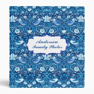 Bird and Flower Tapestry, Dark Blue Personalized   3 Ring Binder