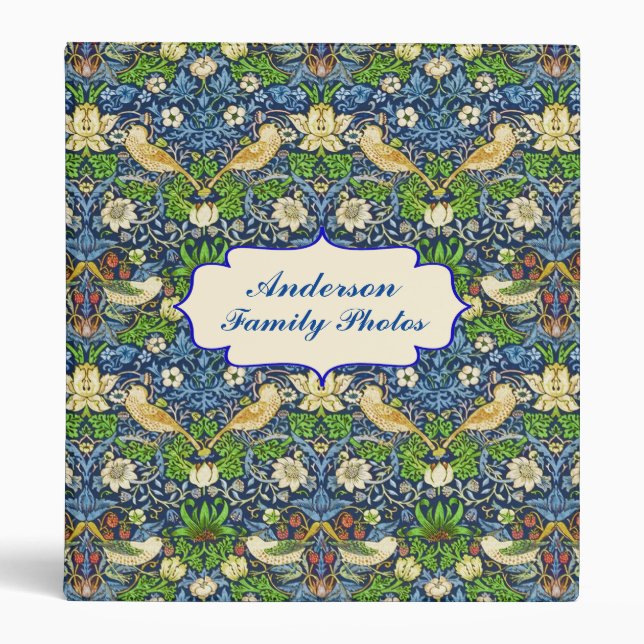 Bird and Flower Tapestry Pattern Personalized    3 Ring Binder (Front)