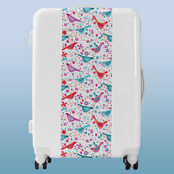 Bird And Flower Watercolor Pink And Teal Luggage by Squirrell at Zazzle