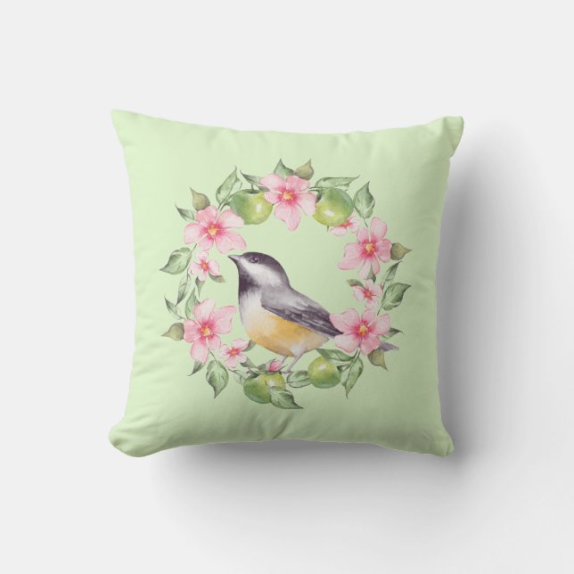 Bird and flowers 2 throw pillow (Front)