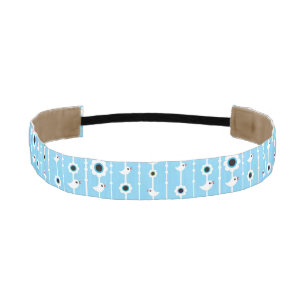 bird and flowers blue pattern athletic headband