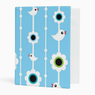 bird and flowers blue pattern mini binder