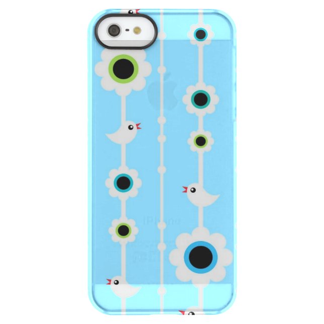 bird and flowers blue pattern uncommon iPhone case (Back)