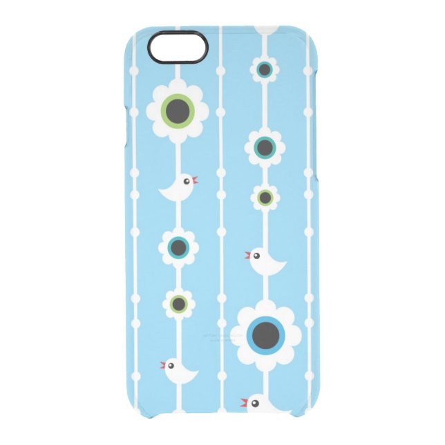bird and flowers blue pattern uncommon iPhone case (Back)