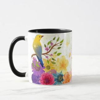Bird and Flowers Mug