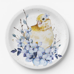 Bird and Flowers Paper Plates