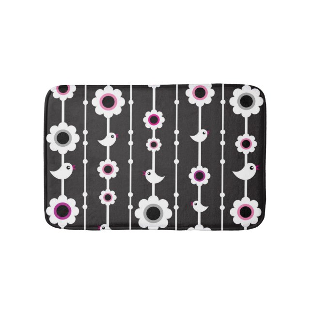 bird and flowers pattern bathroom mat (Front)