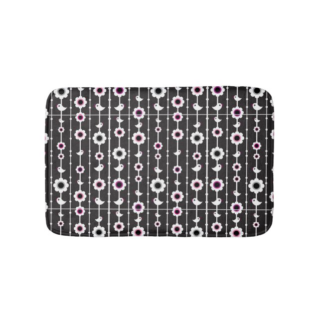 bird and flowers pattern bathroom mat (Front)