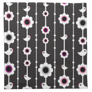 bird and flowers pattern cloth napkin