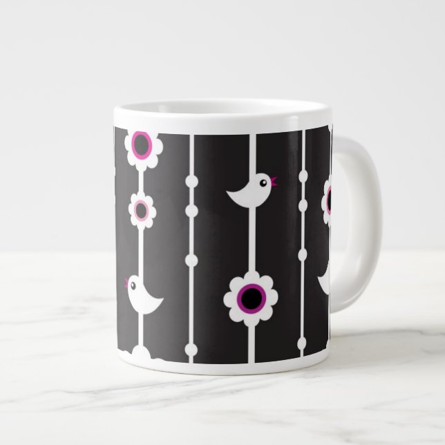 bird and flowers pattern giant coffee mug (Front Right)
