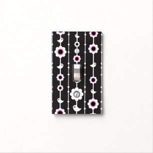 bird and flowers pattern light switch cover