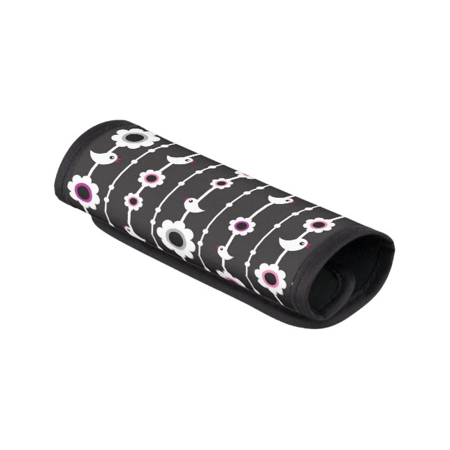 bird and flowers pattern luggage handle wrap (Angled)