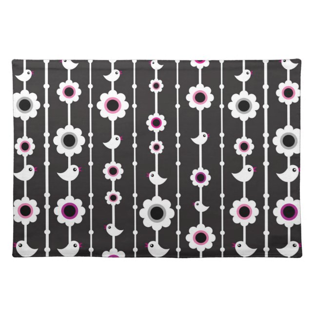 bird and flowers pattern placemat (Front)