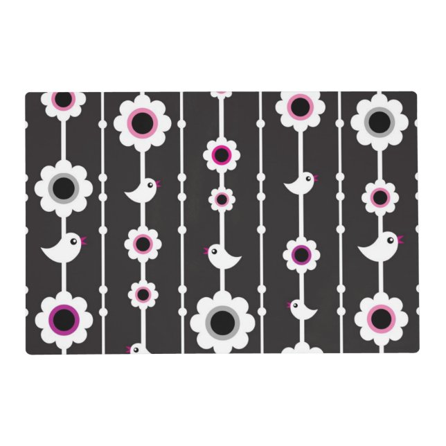 bird and flowers pattern placemat (Front)
