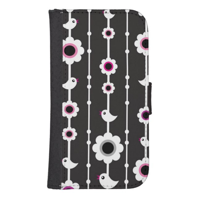 bird and flowers pattern samsung galaxy wallet case (Front)