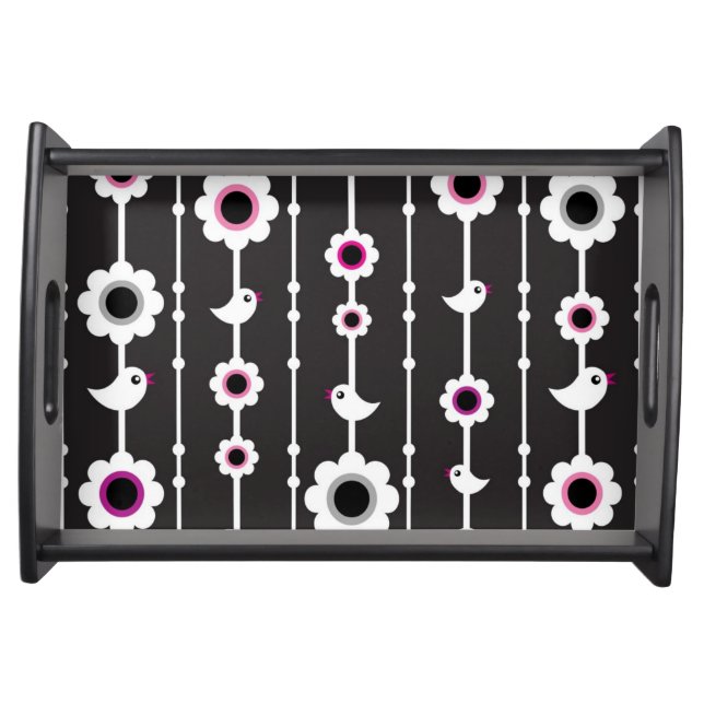 bird and flowers pattern serving tray (Front)