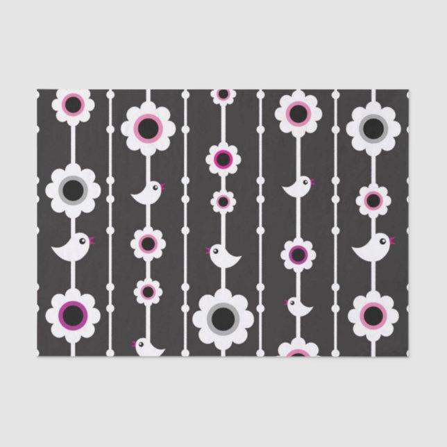 bird and flowers pattern tissue paper (Front)