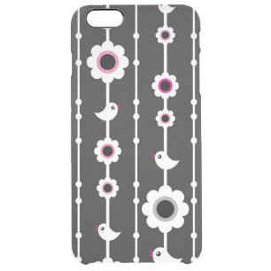 bird and flowers pattern clear iPhone 6 plus case