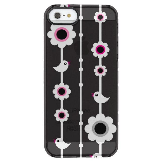 bird and flowers pattern uncommon iPhone case (Back)