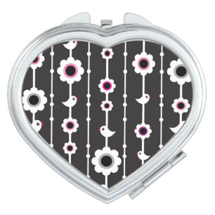 bird and flowers pattern vanity mirror