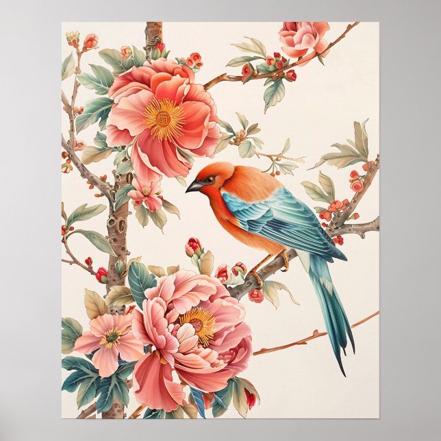 Bird and Flowers Poster (Front)