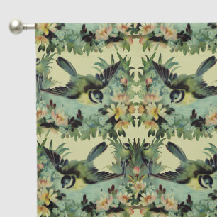 Bird And Flowers Vintage Art Blackout Curtains