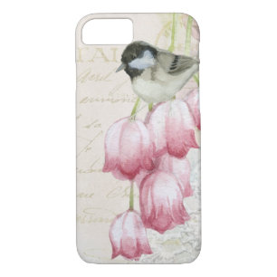 Bird and Flowers with Handwriting Shabby Vintage iPhone 8/7 Case