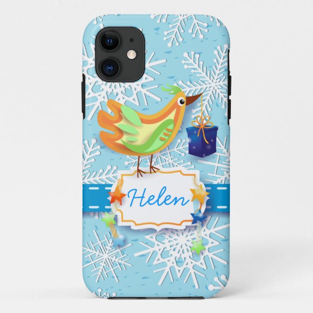 Bird and gift, iPhone case (Back)