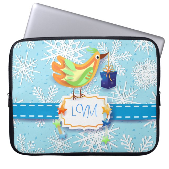 Bird and gift, laptop case (Front)