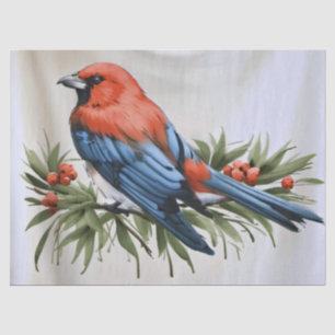 Bird and Holly Christmas Holiday Gift Wrap Tissue Paper