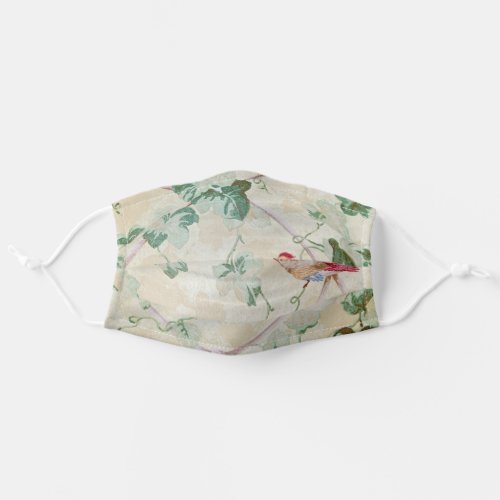 bird and ivy design faded paper adult cloth face mask