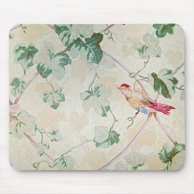 Bird and Ivy Wallpaper Mouse Pad (Front)
