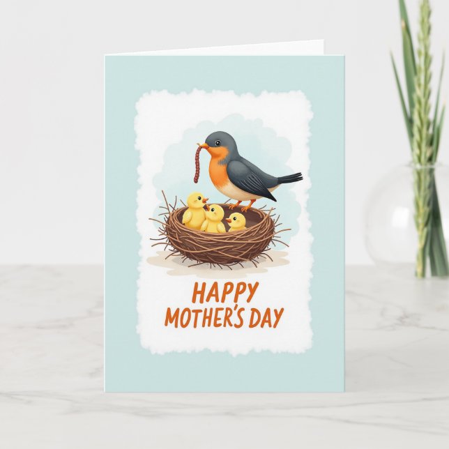 Bird And Nest Mothers Day Card (Front)