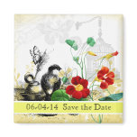 Bird and Orange Nasturtiums Save the Date Magnet
