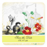 Bird and Orange Nasturtiums Save the Date Stickers