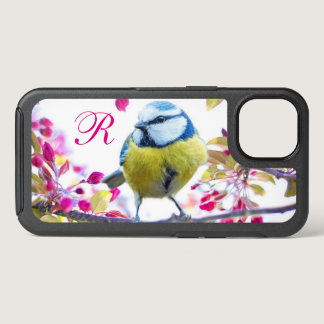 Bird and Pink Blossoms Monogram iPhone 13 Case