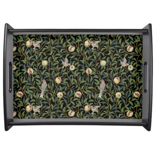 BIRD AND POMEGRANATE IN VINTAGE BLACK _ MORRIS SERVING TRAY
