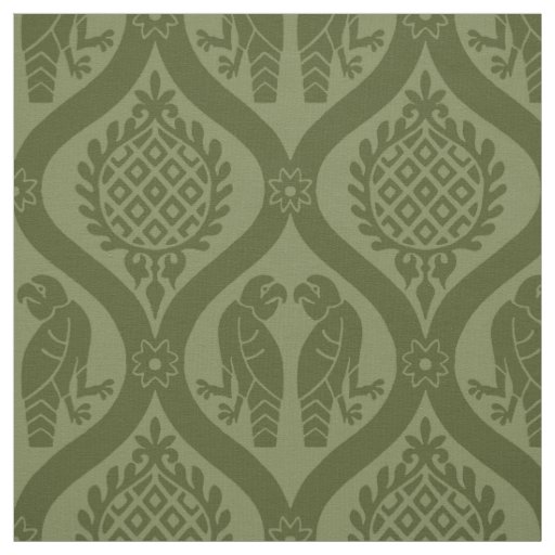 Bird and Pomegranate, Olive Green Fabric