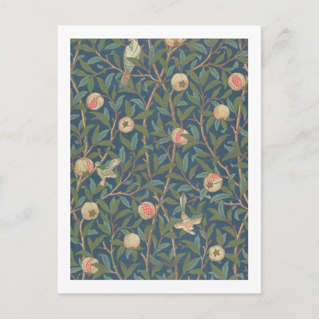 'Bird and Pomegranate' Wallpaper Design, printed b Postcard (Front)