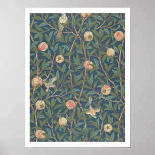 'Bird and Pomegranate' Wallpaper Design, printed b Poster