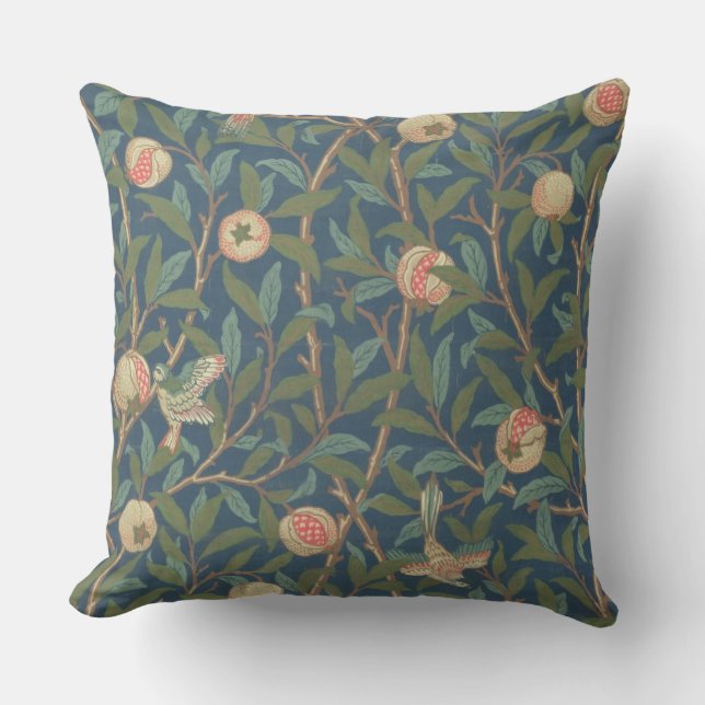 'Bird and Pomegranate' Wallpaper Design, printed b Throw Pillow (Front)