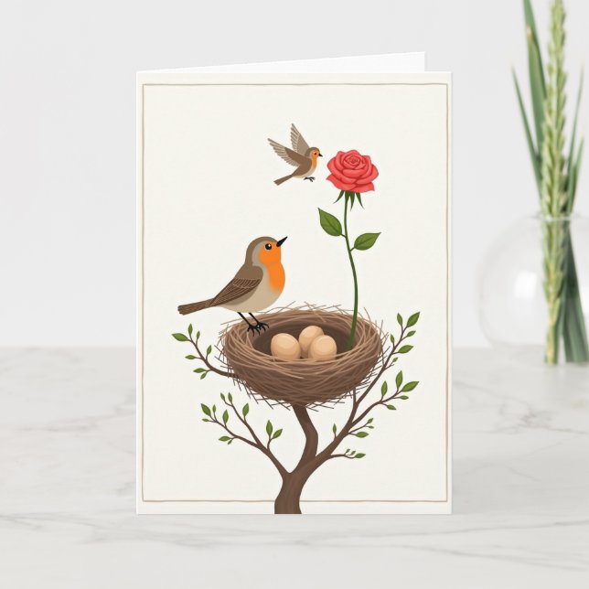 Bird And Rose Mothers Day Card (Front)
