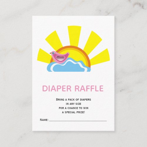 Bird and sun diaper raffle Baby Shower Enclosure Card
