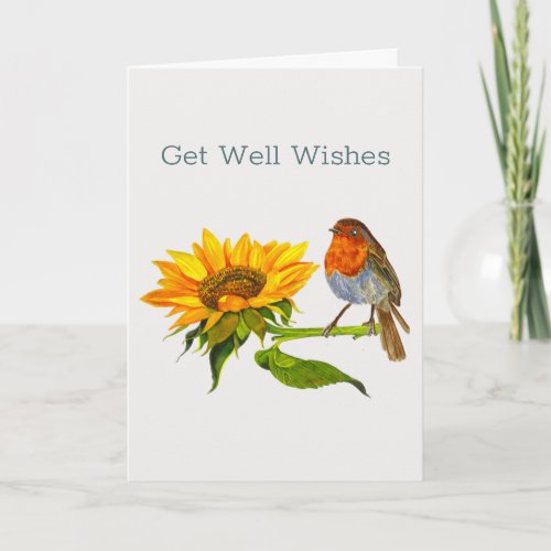 Bird and Sunflower Cheery Get Well Card